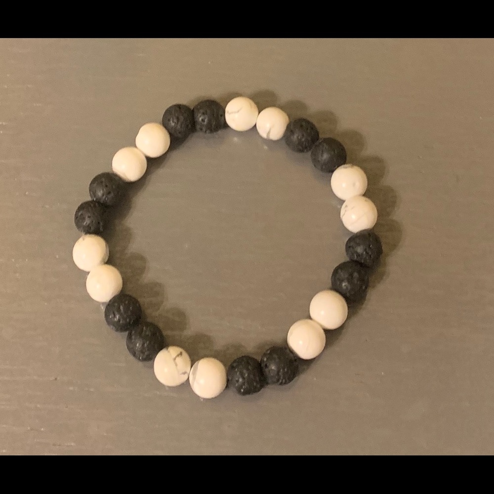 White Howlite and Lava Stone Bracelet